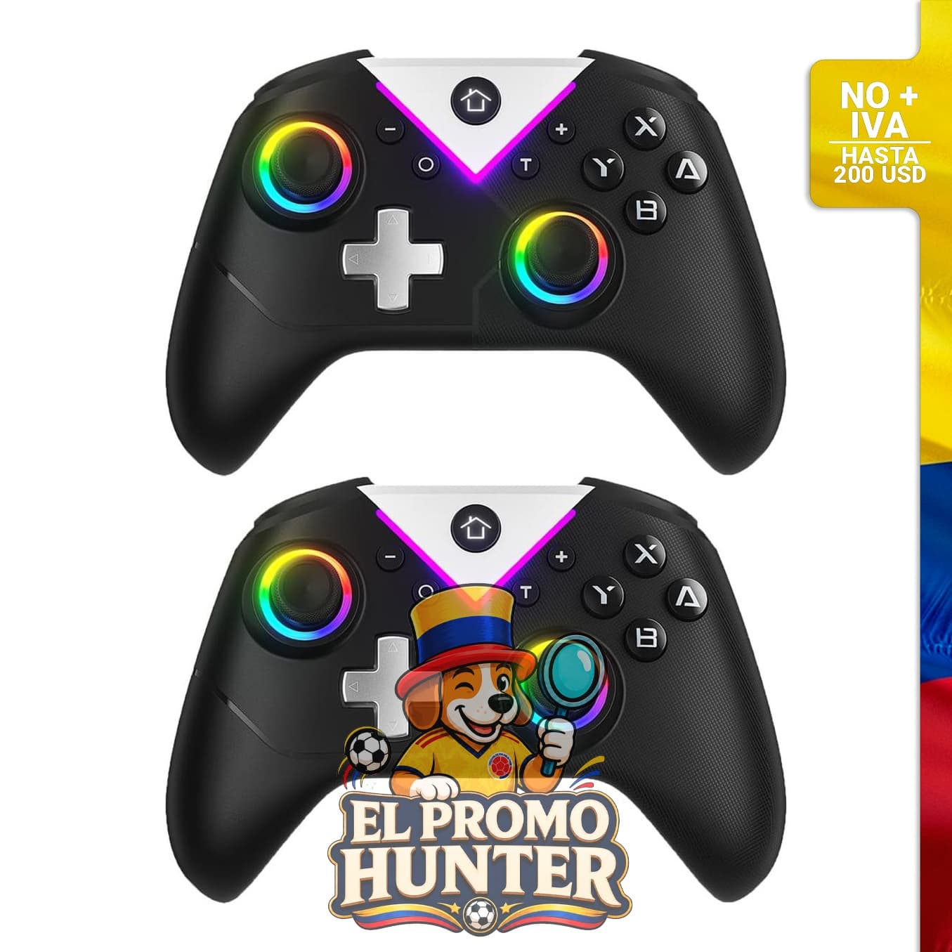 Mando inalámbrico Dinosoo RGB con giroscopio de 6 ejes, doble vibración y botón de captura de pantalla. Compatible con Nintendo Switch y PC.