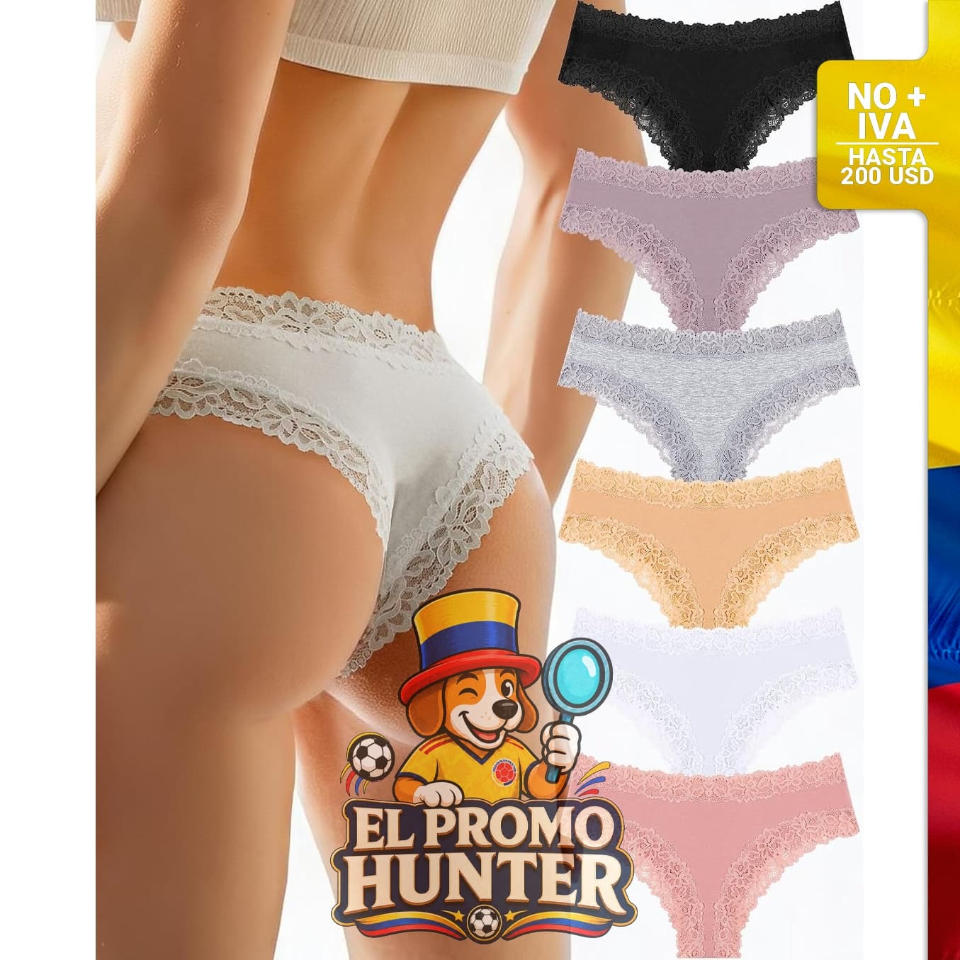 Ropa interior de algodón para mujer, incluye 6 braguitas de encaje, talla S-XL, diseño hipster de cintura baja.