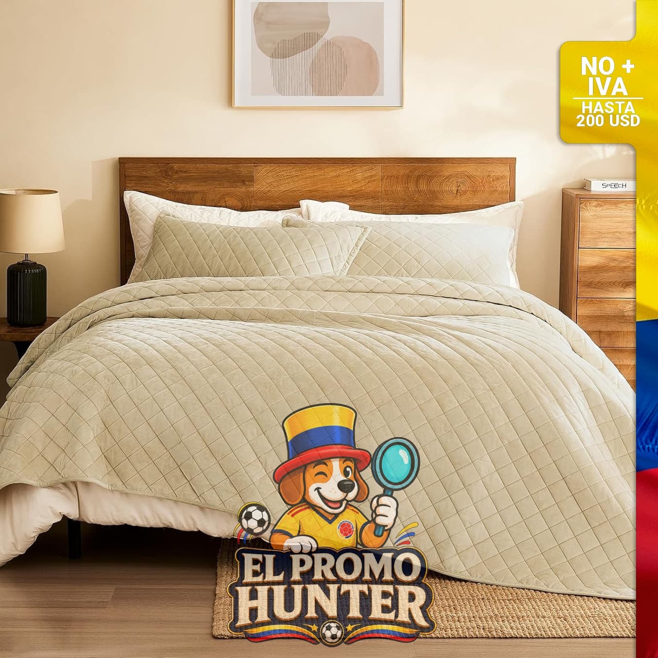 Edredón reversible de terciopelo tamaño Queen, incluye colcha acolchada y 2 fundas de almohada.