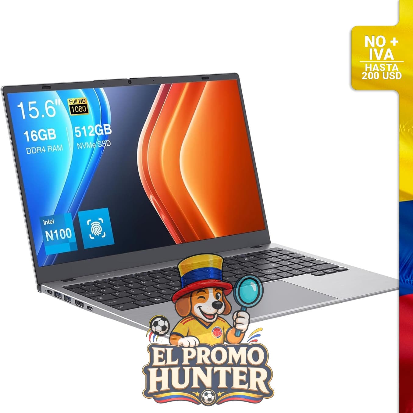 Laptop N100 Quad-Core, 16GB DDR5, 512GB NVMe SSD, 15.6" (39.6 cm), WiFi 6, Bluetooth 5.0.