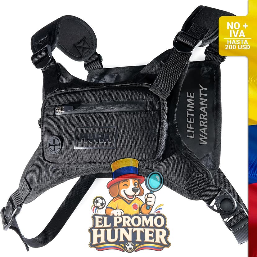 Mochila de pecho resistente al agua, ligera y diseñada para correr, con soporte para teléfono y almacenamiento adicional.