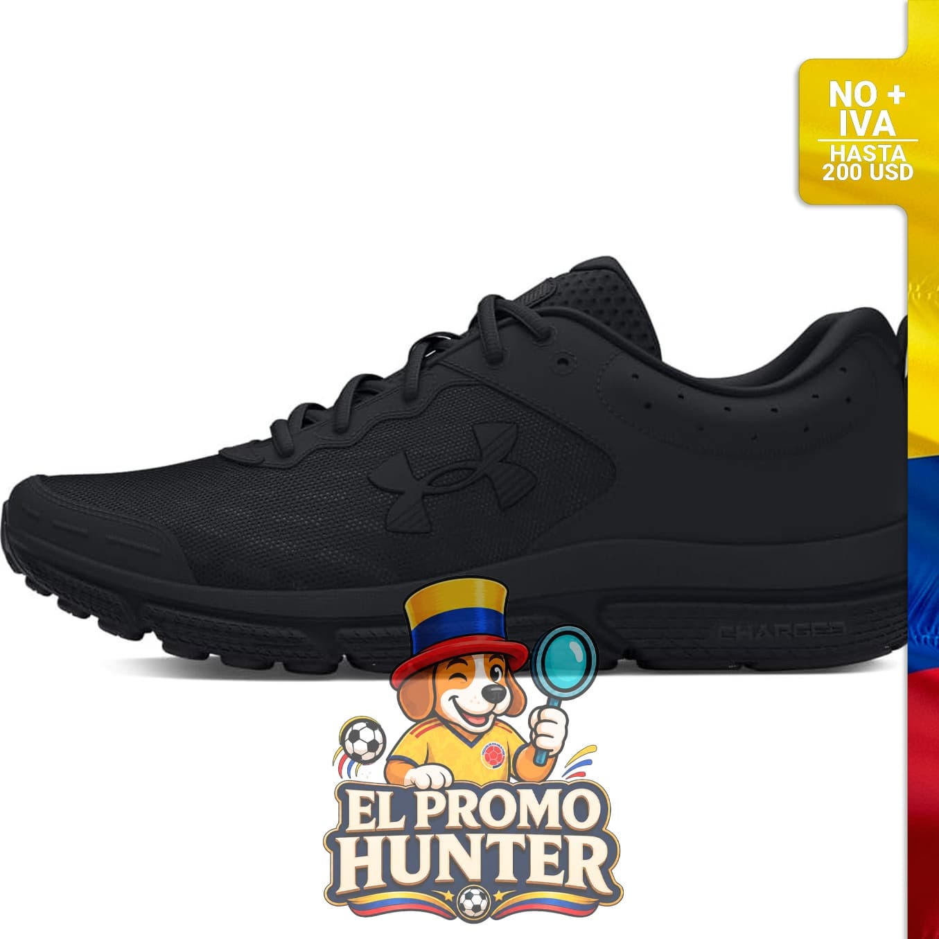 Zapatos para hombre Under Armour Charged Assert 10, con tecnología de amortiguación y suela de goma.