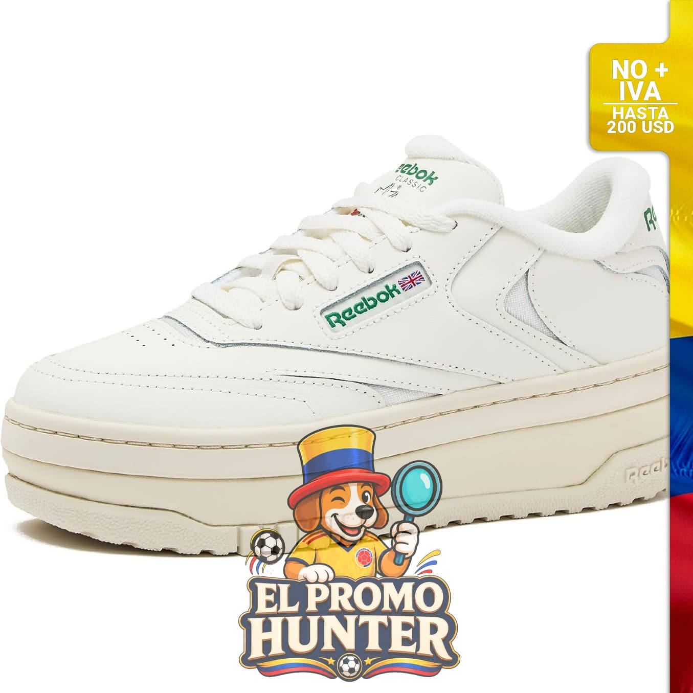 Zapatillas Reebok Club C Extra Platform para mujeres, diseño casual en color blanco, tallas disponibles de 5 a 11.