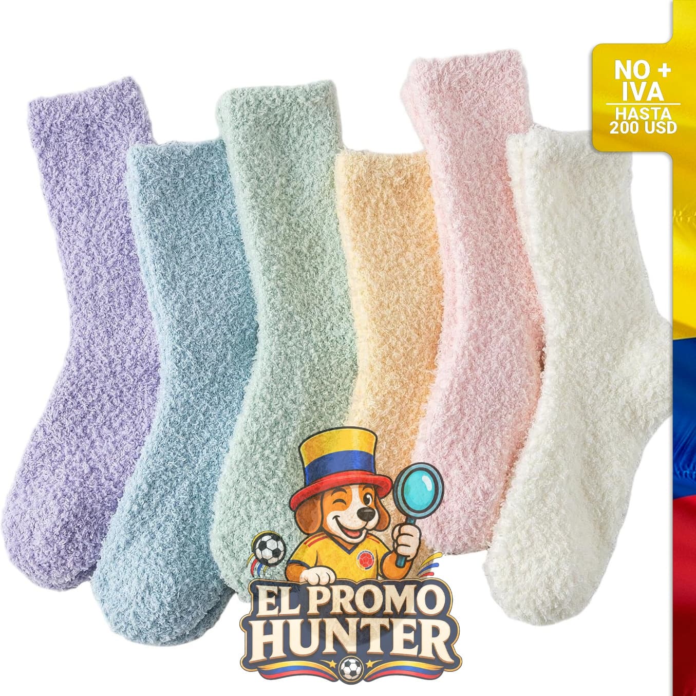 6 pares de calcetines mullidos para mujer, suaves tipo pantuflas, esponjosos y sin pelusas.