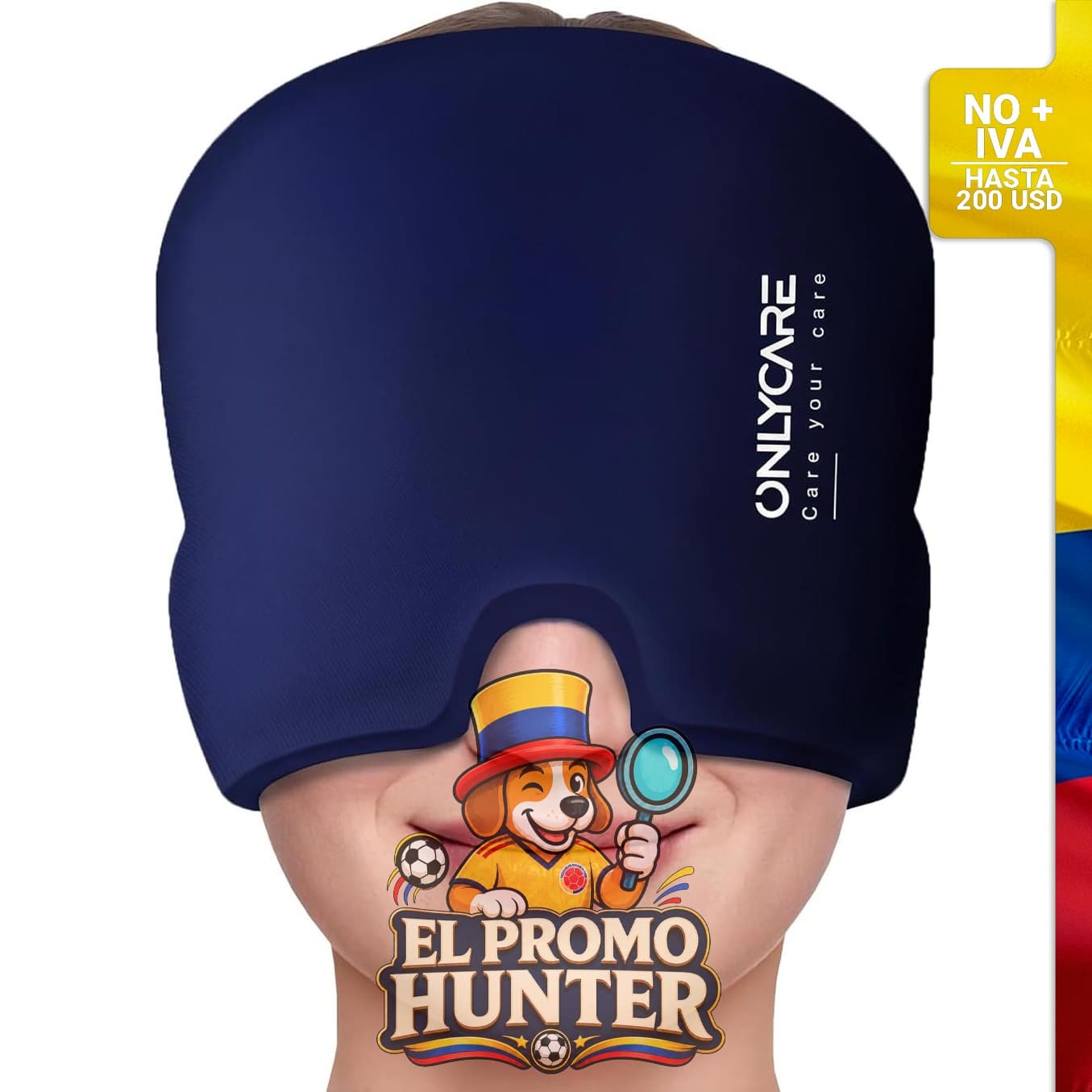 Gorro de alivio de migraña ONLYCARE, máscara de gel de 360° para aliviar el dolor de cabeza.