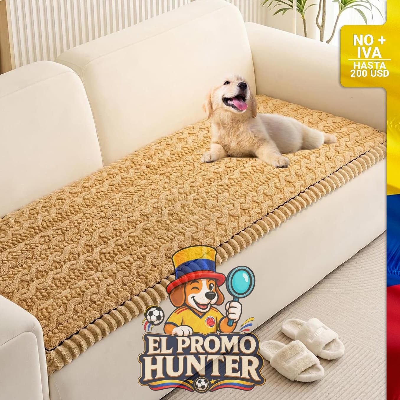 Funda de sofá para perros, lavable, antideslizante, para sofá de 2 cojines (27.6 x 59 in).