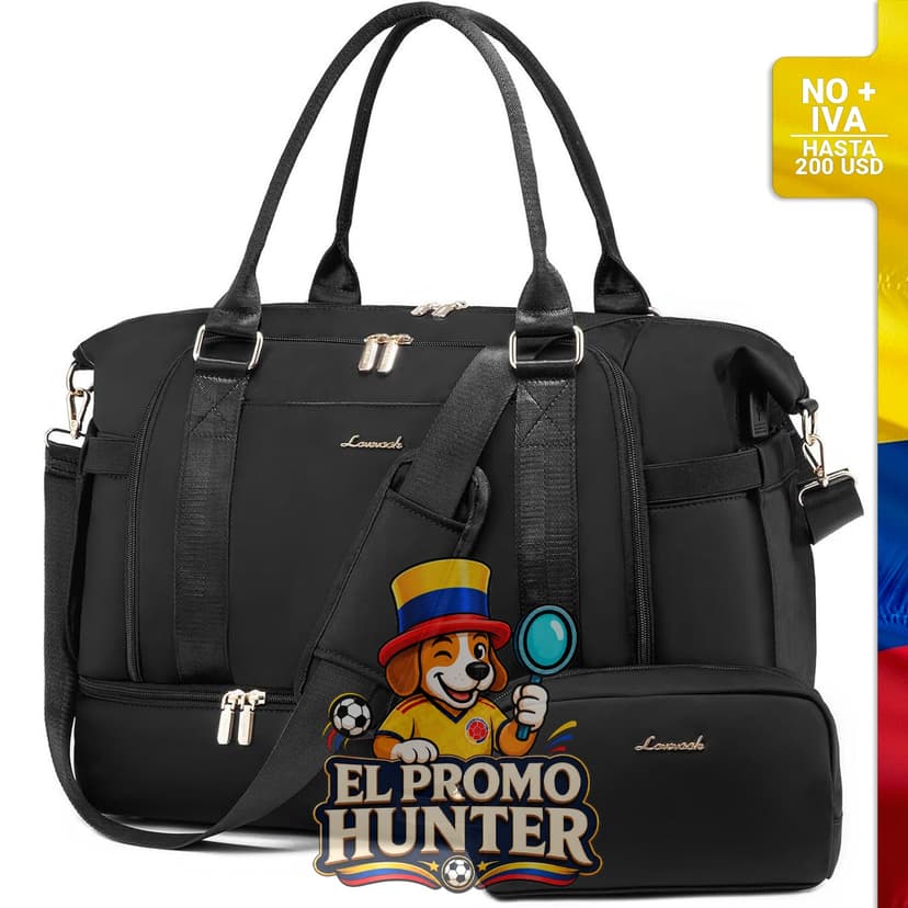 Bolsa de viaje de lona LOVEVOOK con puerto de carga USB, tamaño mediano.