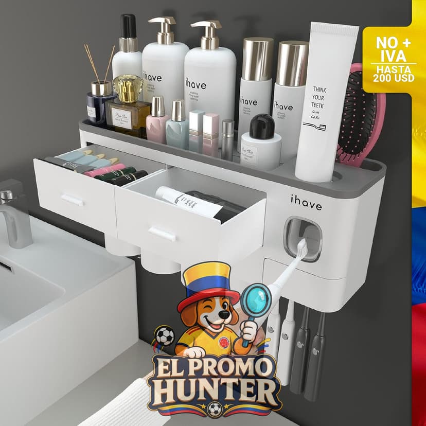 Organizador dental de pared para 4 vasos.