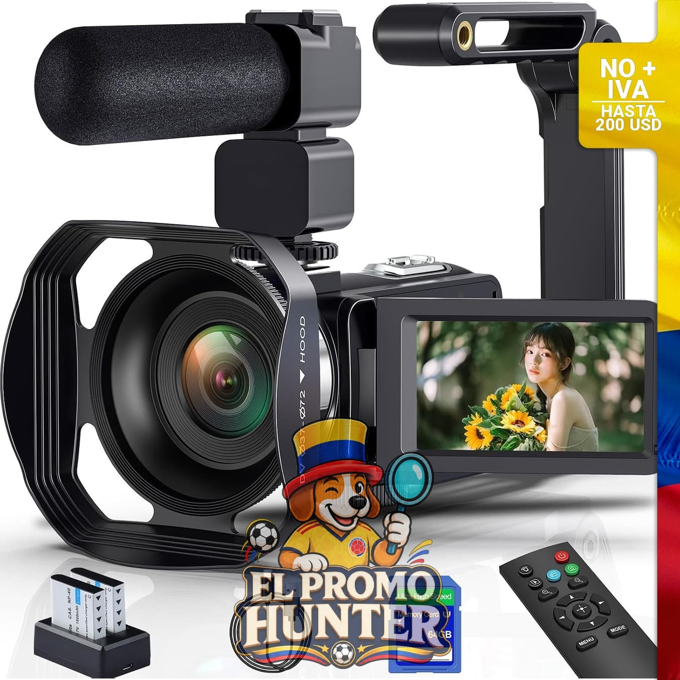 Videocámara GOGERLY 8K 64MP con zoom óptico de 18X.