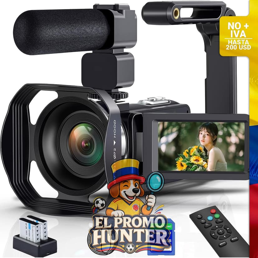 Videocámara GOGERLY 8K 64MP con zoom óptico de 18X.