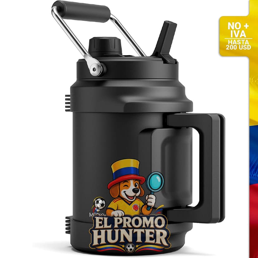 Botella térmica de 1.9 L con triple pared para mantener la temperatura.