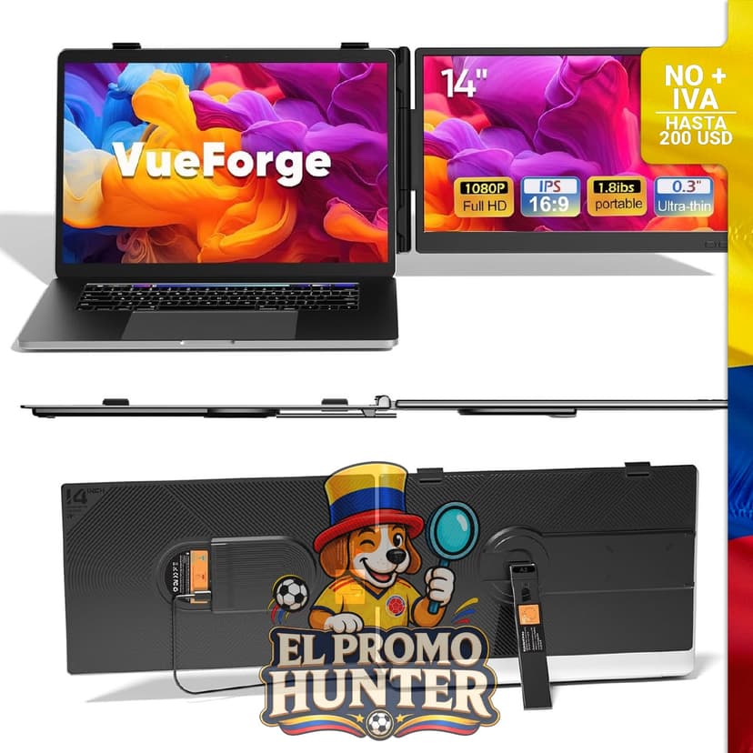 Extensor de pantalla para laptop, permite conectar múltiples dispositivos.