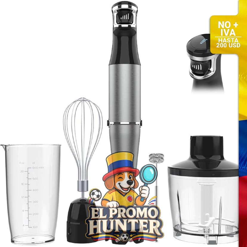 Batidora de inmersión de mano con cable, 400 W, incluye accesorio para batir.