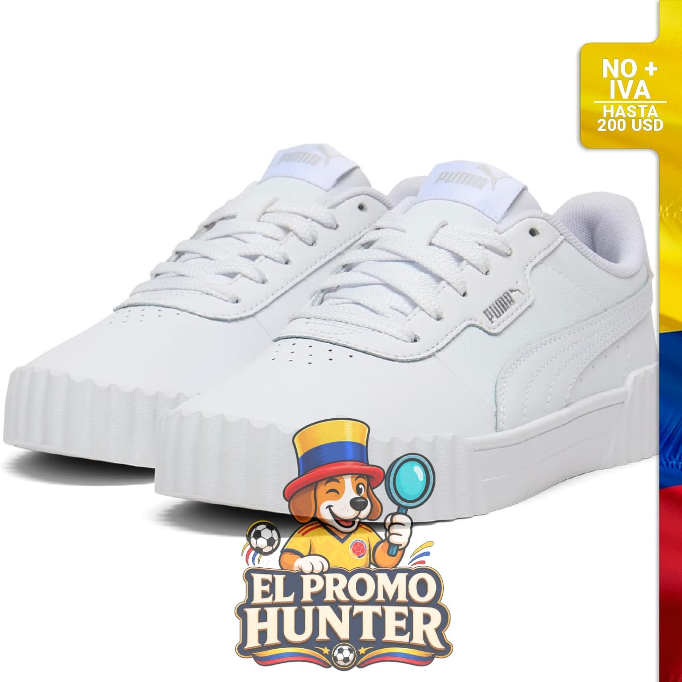 Tenis PUMA Carina, diseño clásico con parte superior de cuero y suela de goma.