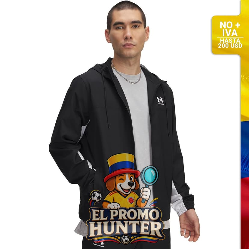 Chaqueta cortavientos Under Armour Rival, material ligero y resistente, diseño funcional.