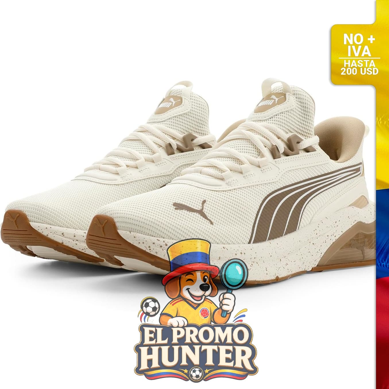 Tenis PUMA Mens Seeker Speckle Lace Up, diseño con cordones, adecuado para uso casual.