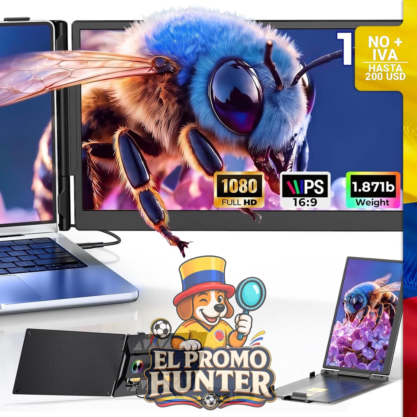 Extensor de pantalla portátil FHD 1080P de 14" (35.56 cm) con 100% sRGB, compatible con laptops de 13 a 17.3".