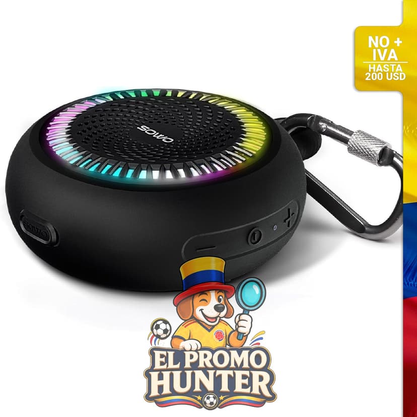 Altavoz de ducha SOWO Bluetooth impermeable, portátil y ligero, con clip para sujeción.