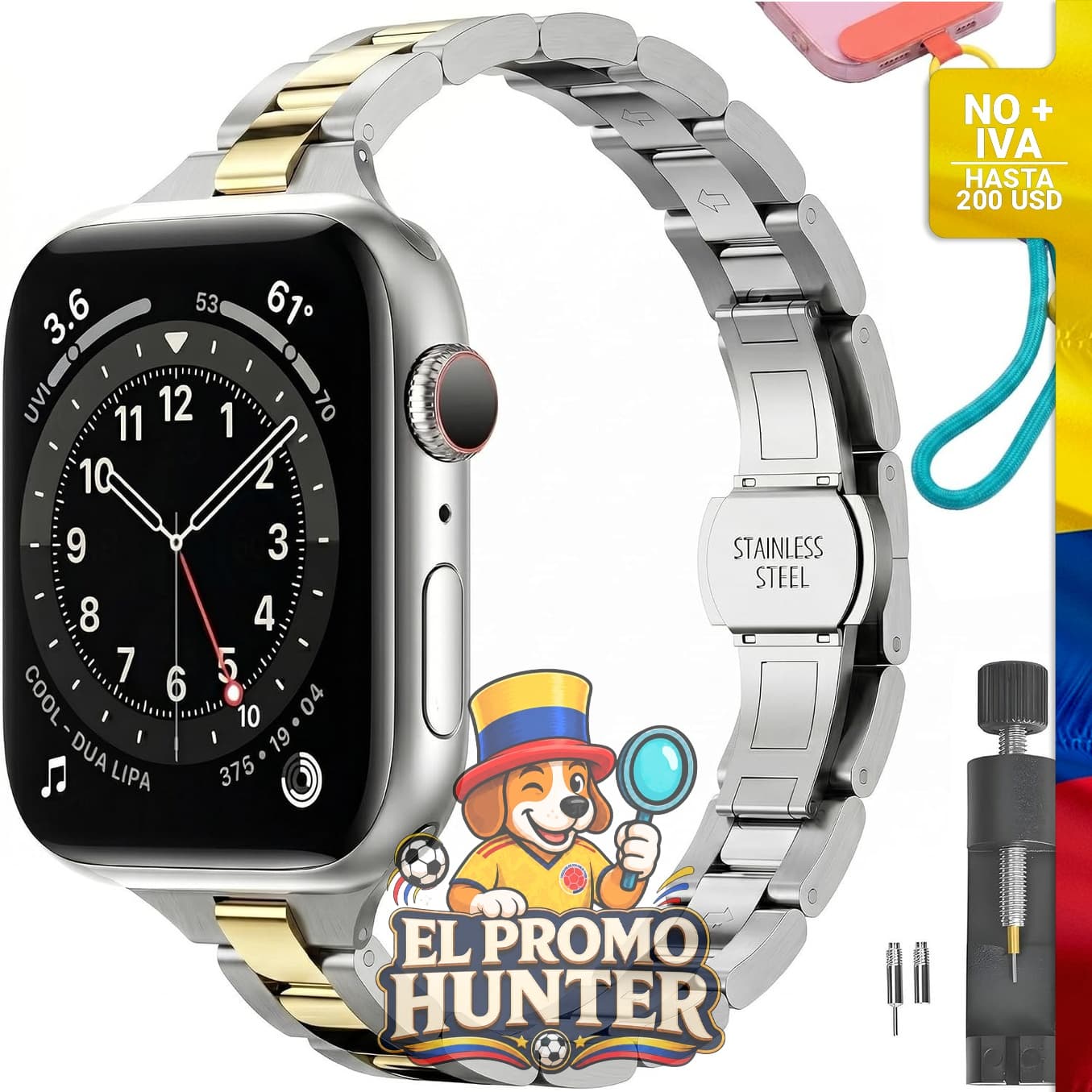Correa de acero inoxidable delgada para Apple Watch Series 11-1/SE y Ultra 3-1.