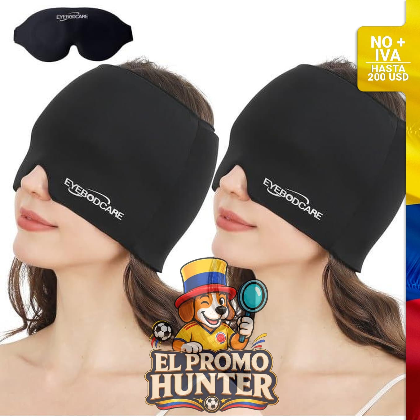 Paquete de 2 gorros reutilizables para alivio de migraña con terapia de calor y frío.