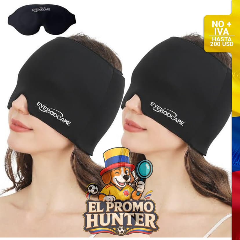 Paquete de 2 gorros reutilizables para alivio de migraña con terapia de calor y frío.