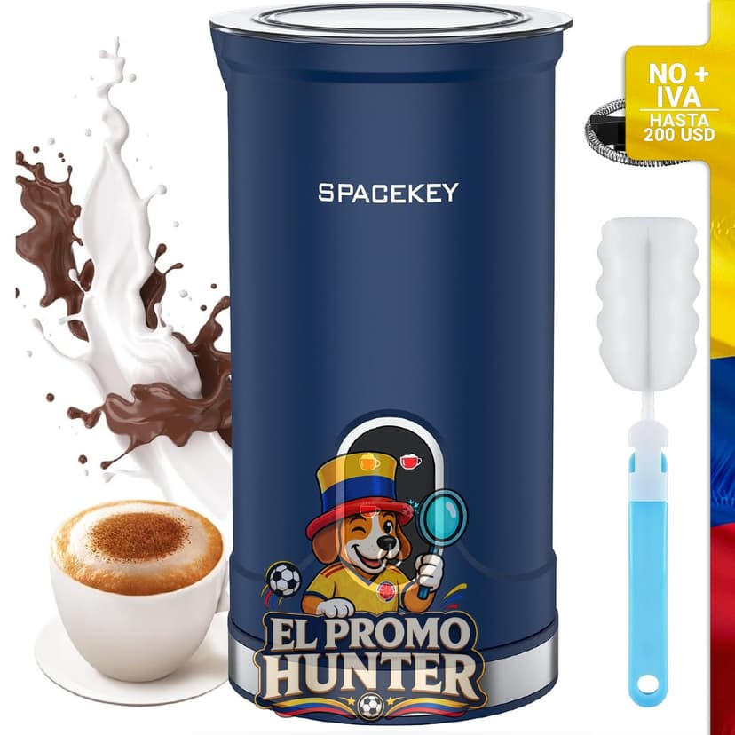 Espumador de leche eléctrico automático, 10.1 oz (300 ml), con protección contra sobrecalentamiento y modo silencioso.