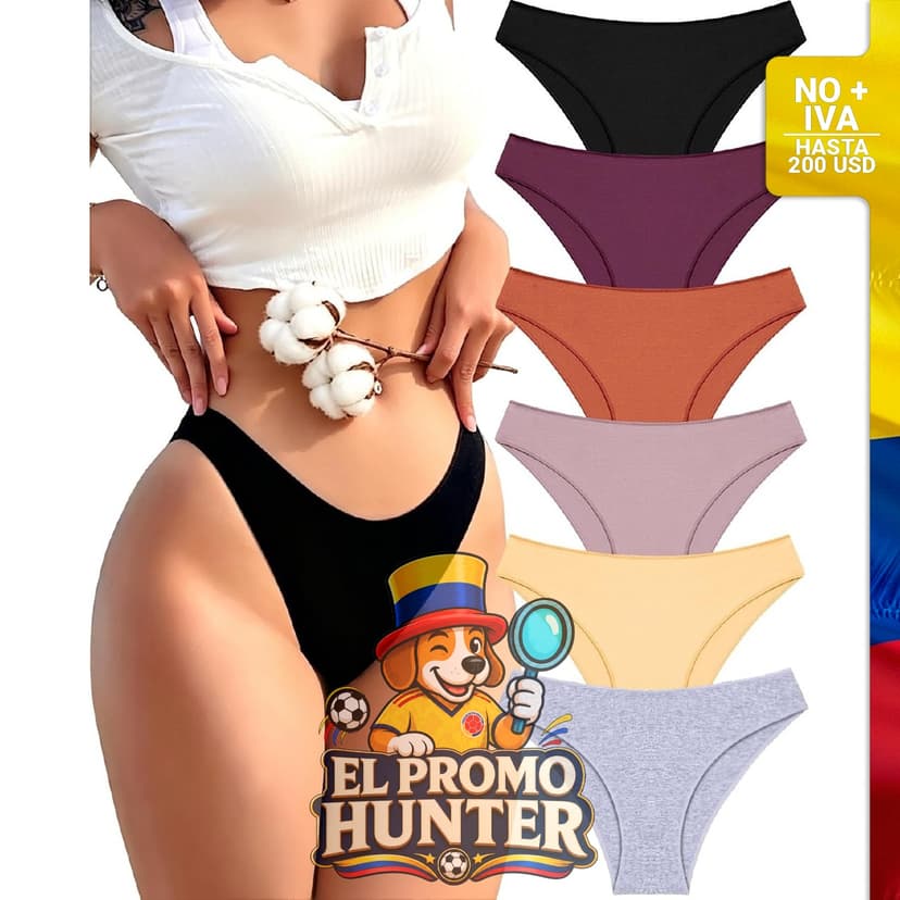 Paquete de 6 bragas de algodón para mujer, corte alto y tiro bajo, tallas S-3XL.