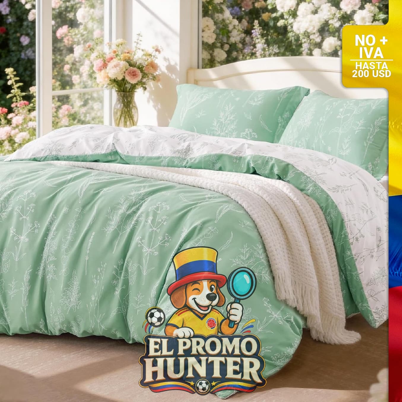 Juego de edredón Love's Cabin Sage Green tamaño Queen, incluye 1 edredón reversible y 2 fundas de almohada.
