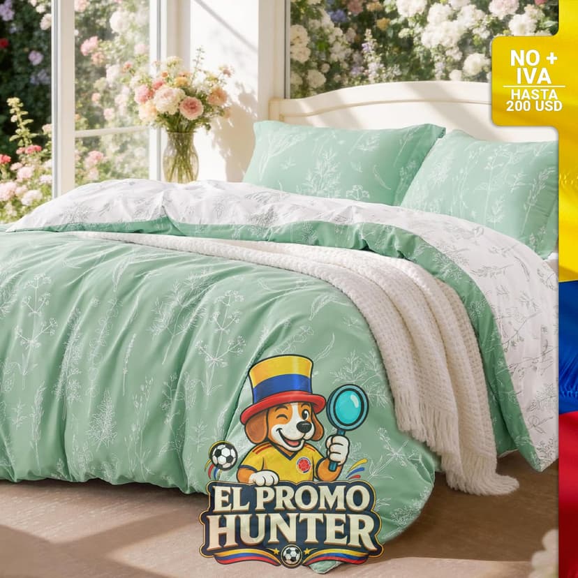 Juego de edredón Love's Cabin Sage Green tamaño Queen, incluye 1 edredón reversible y 2 fundas de almohada.