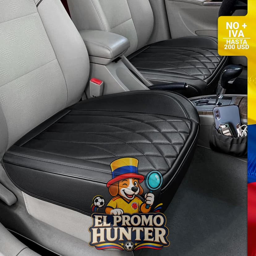 Juego de 2 fundas de cuero para asiento delantero de automóvil, antideslizantes y acolchadas.