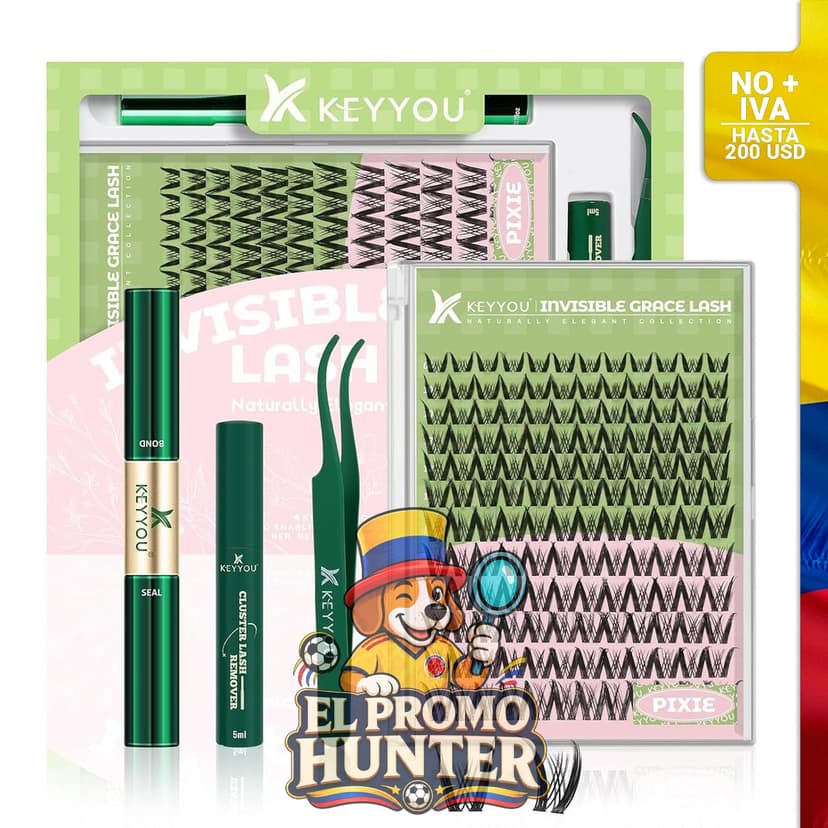Kit de extensiones de pestañas en racimo, rizo D, 144 unidades, con banda invisible y resistente al agua.