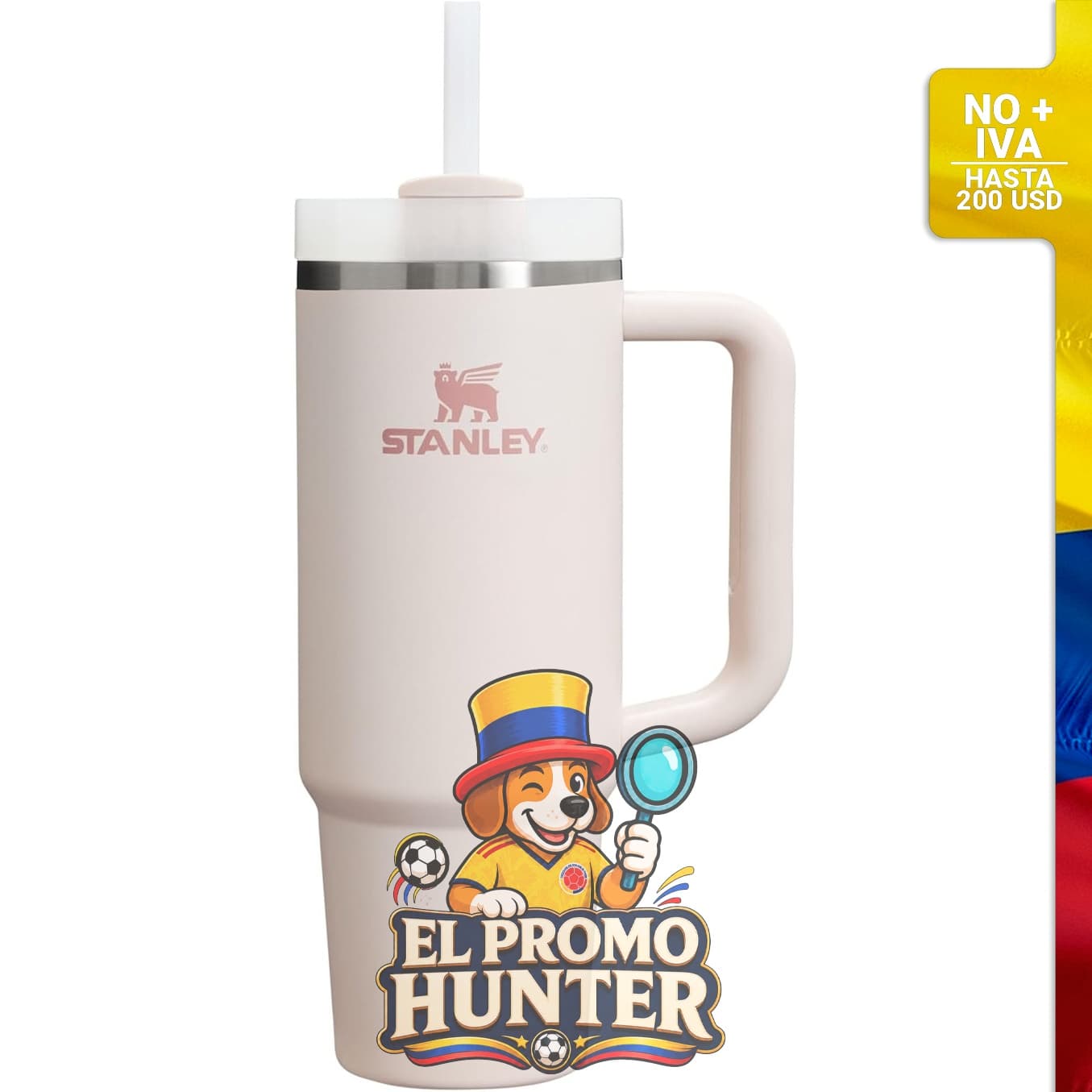 Vaso Stanley Quencher H2.0 de 30 oz (887 ml) con asa y popote, tapa Flowstate de 3 posiciones, acero inoxidable, libre de BPA.