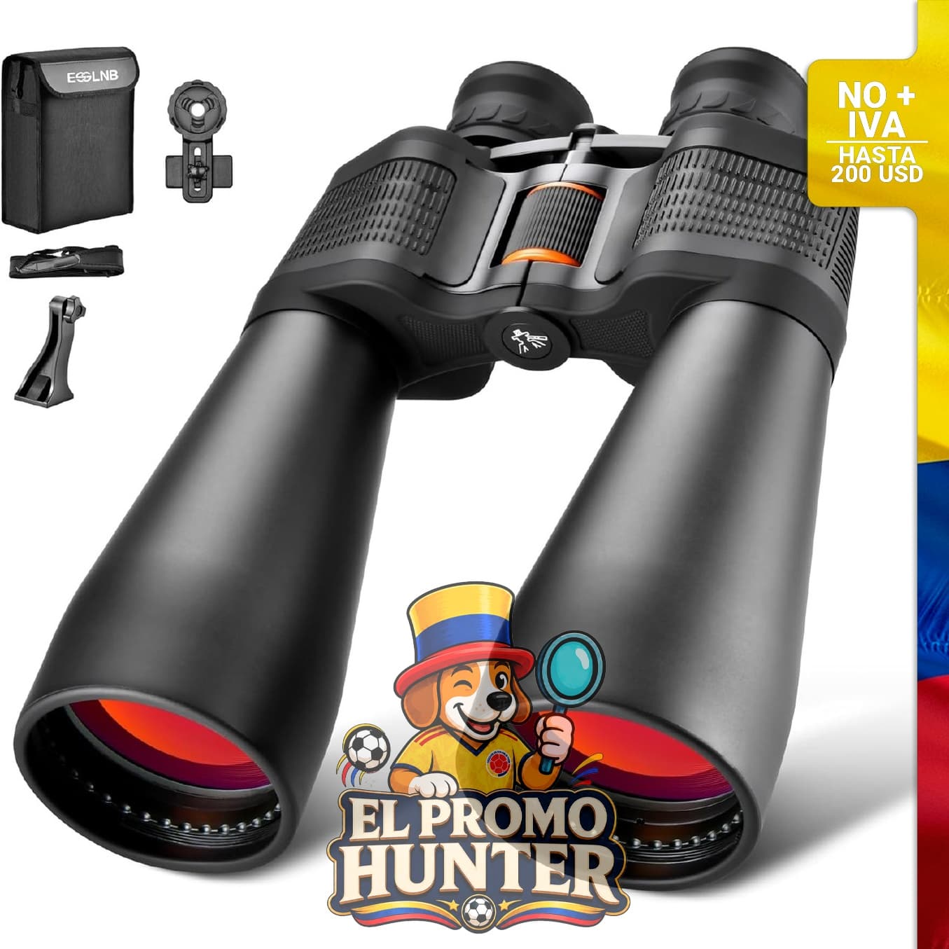 Binoculares de astronomía 15X70 con adaptador para teléfono y trípode, impermeables.