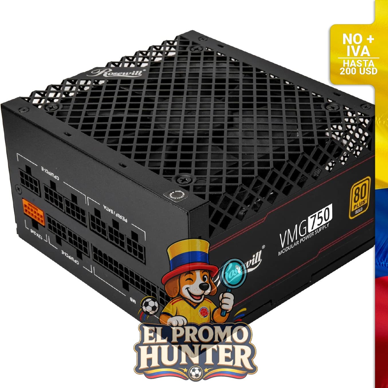 Fuente de alimentación Rosewill VMG de 750W, 80+ Gold, modular, compatible con ATX 3.0 y 3.1.