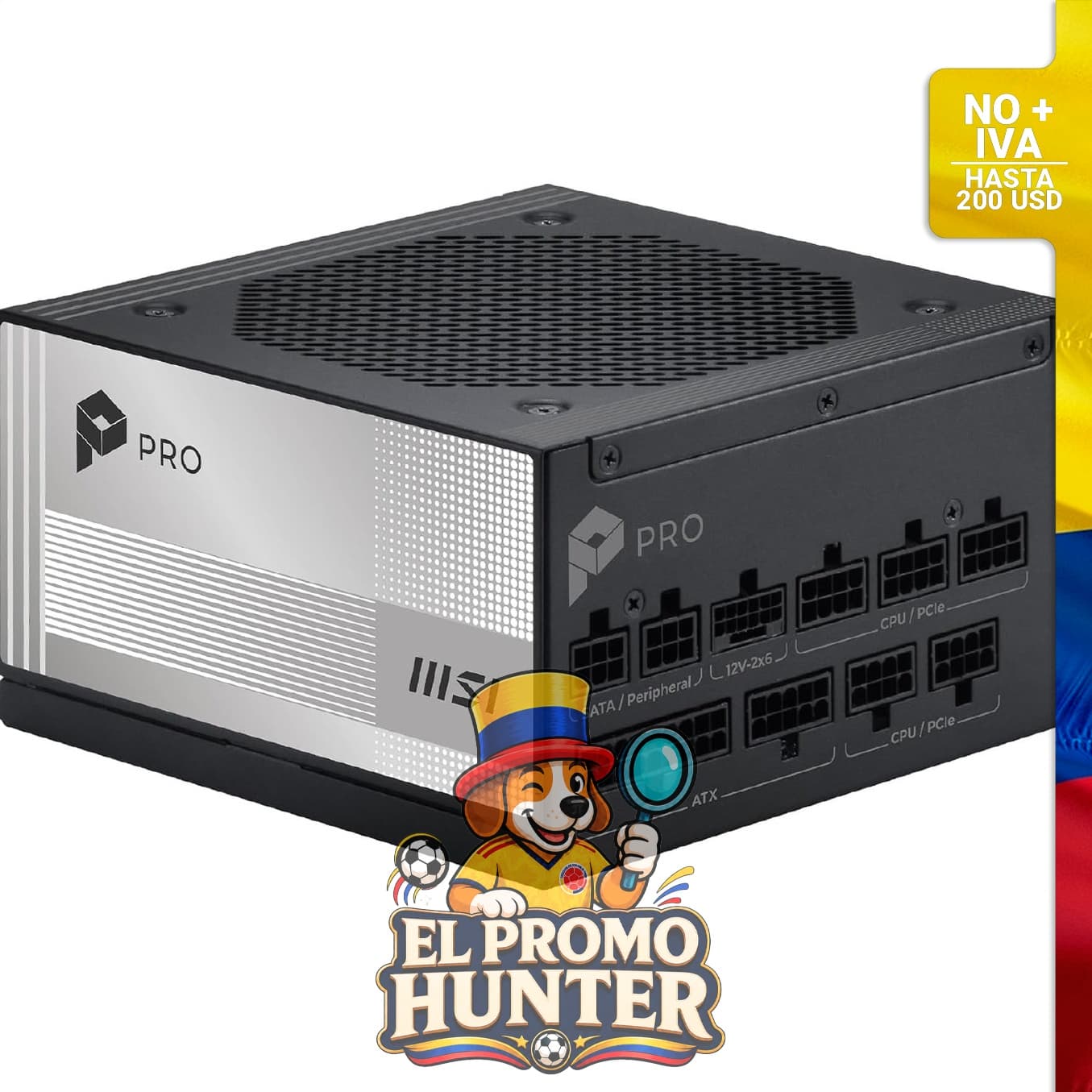 Fuente de alimentación modular MSI PRO A1000PL de 1000 W, 80+ Platino, compatible con ATX 3.1 y PCIe 5.1.