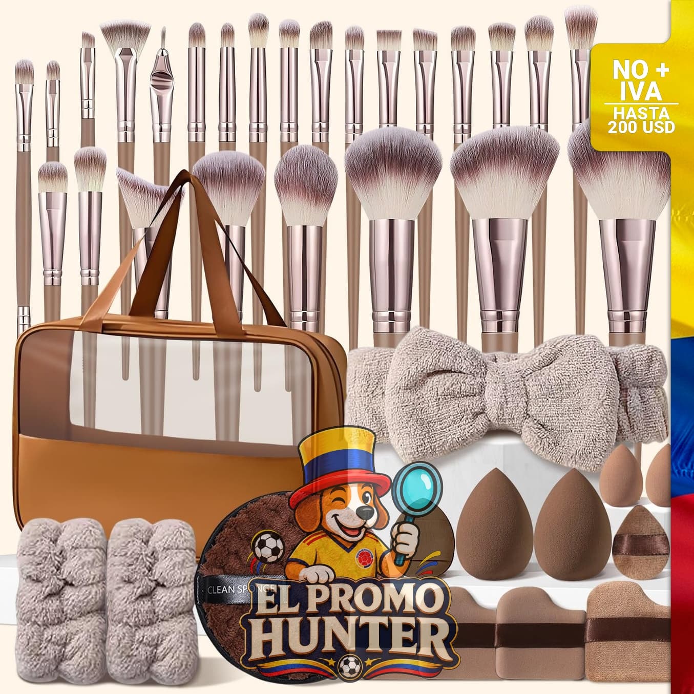 Brochas de maquillaje, set de 40 piezas con estuche.