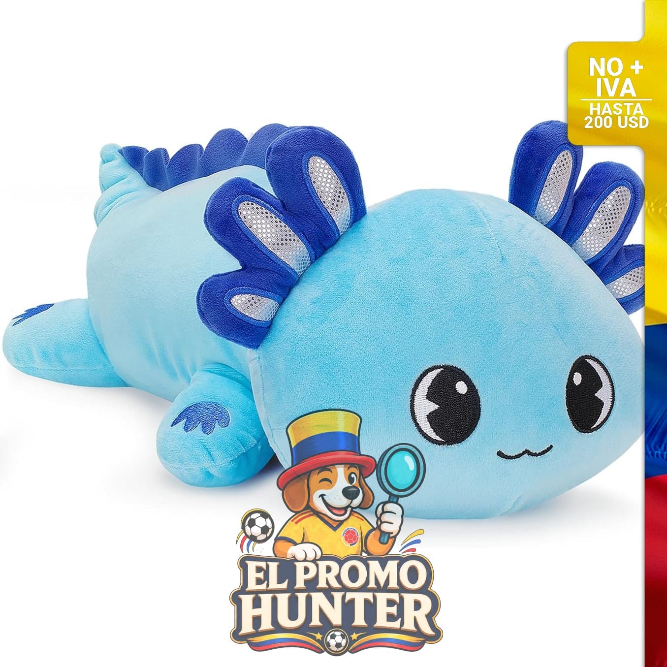 Peluche Ajolote Azul de 33 cm.