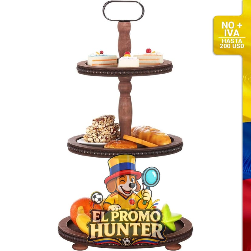 Bandeja de madera de 3 niveles.