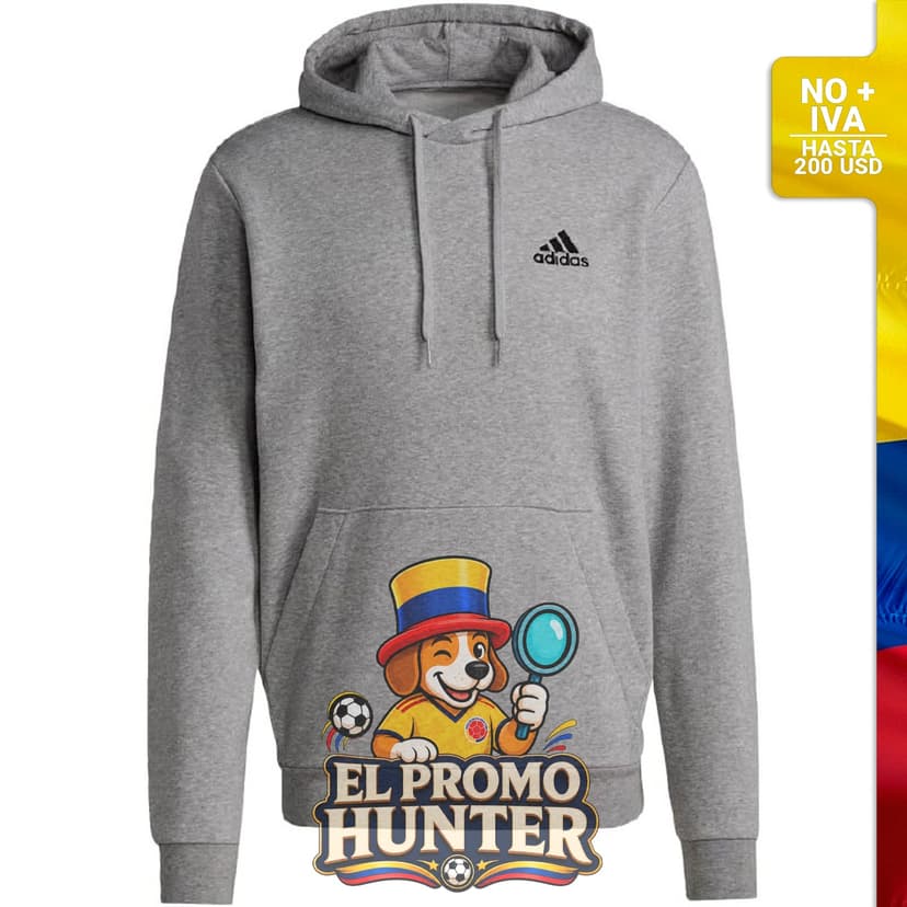 Buzo adidas con capucha para hombre, material de poliéster, diseño clásico.