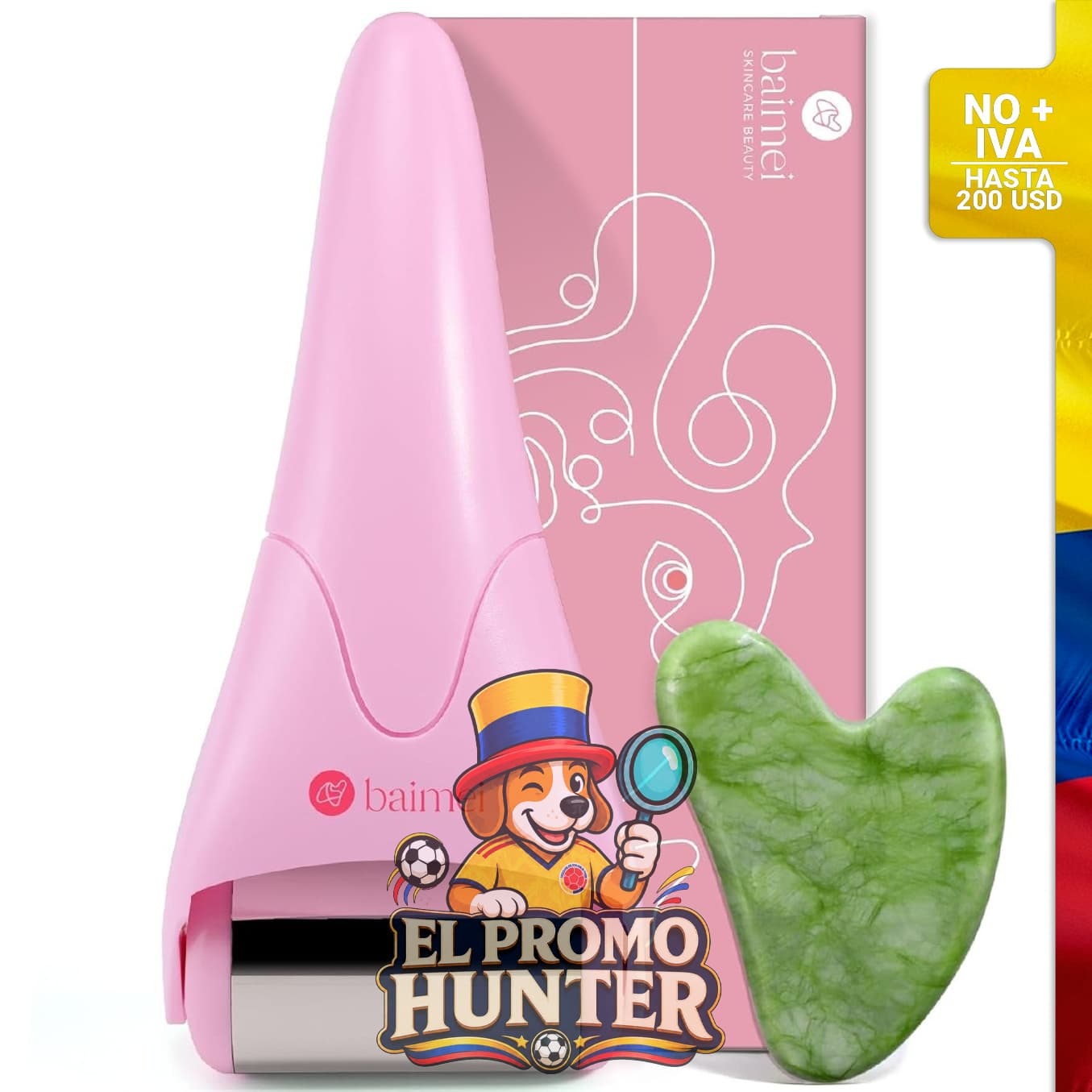 Rodillo de hielo de acero inoxidable para el rostro y herramientas faciales Gua Sha.