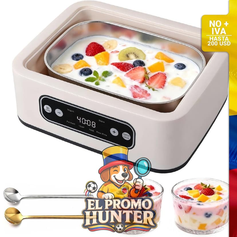 Máquina de yogur Kaaeiccr con temporizador y control de temperatura, diseñada para uso doméstico.