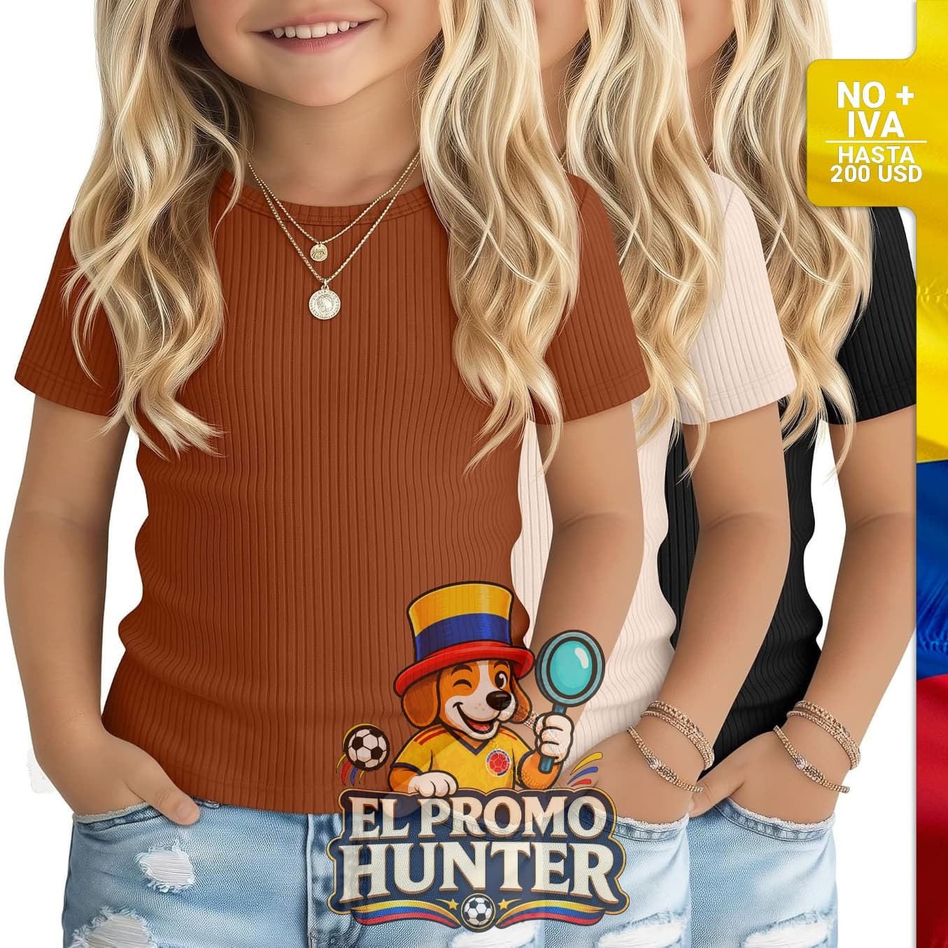 Camisas acanaladas de 90% algodón, cuello redondo y manga corta, paquete de 3 piezas.