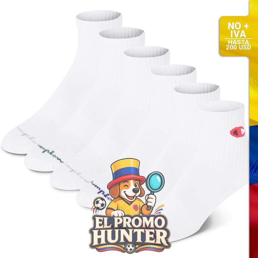 Calcetines deportivos de mujer Champion, paquete de 6, con soporte de arco y tecnología de absorción de humedad (talla 5-9).