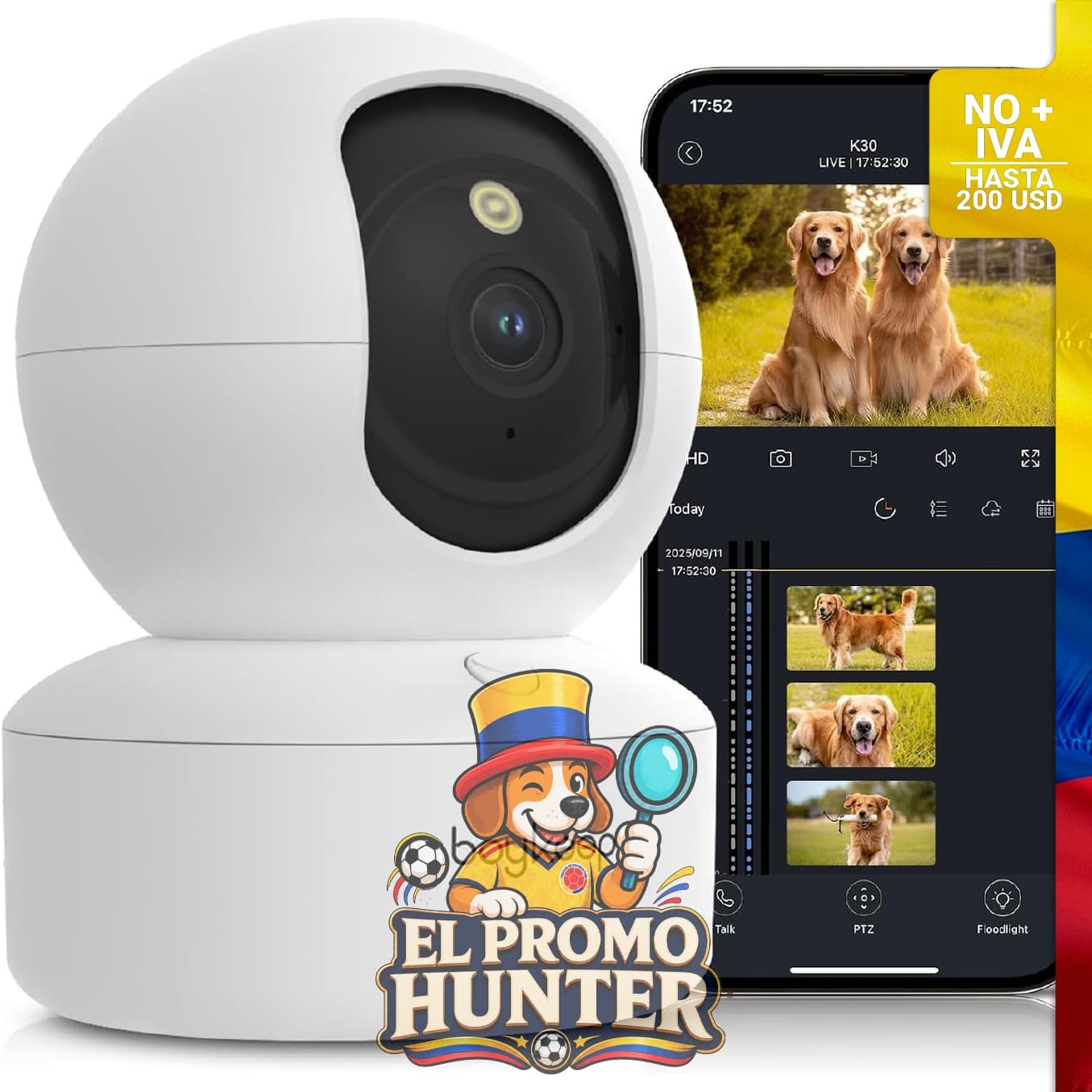 Cámara BoyKeep para interiores, resolución 2K, conectividad WiFi 5G/2.4GHz, panorámica 360° e inclinación, audio bidireccional, visión nocturna en color.