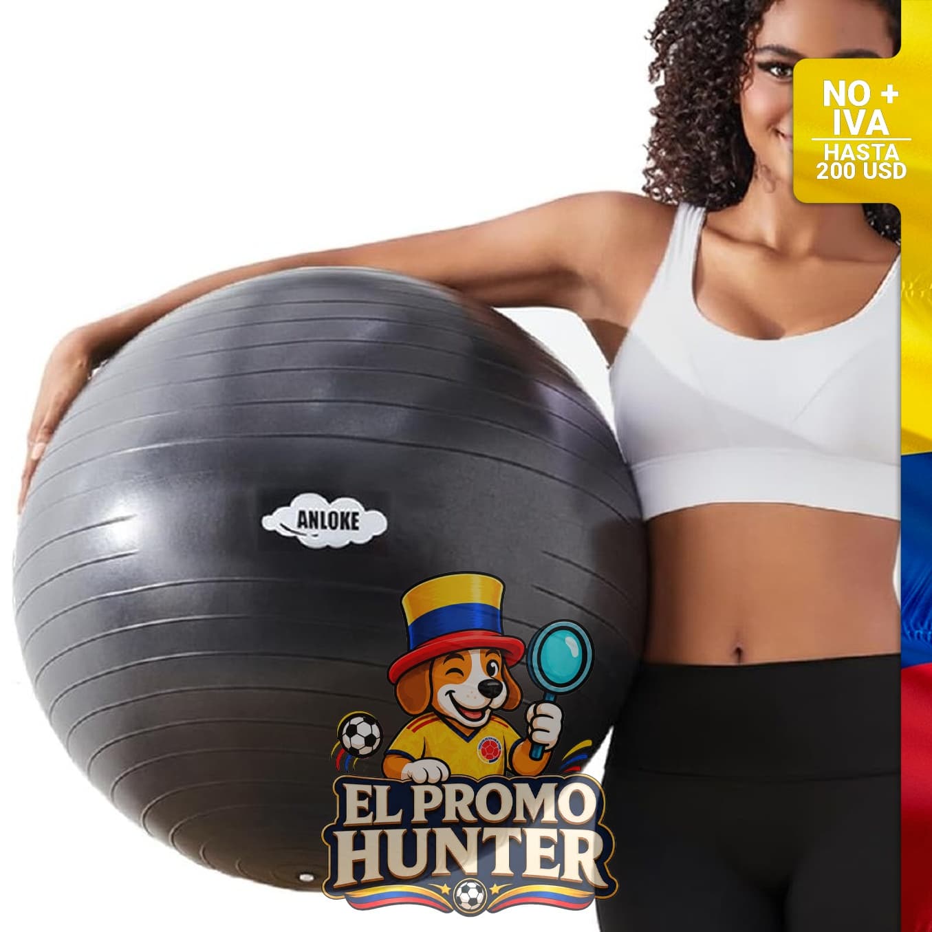 Pelota de ejercicios de yoga ANLOKE, fabricada en PVC no tóxico, incluye bomba de pies.