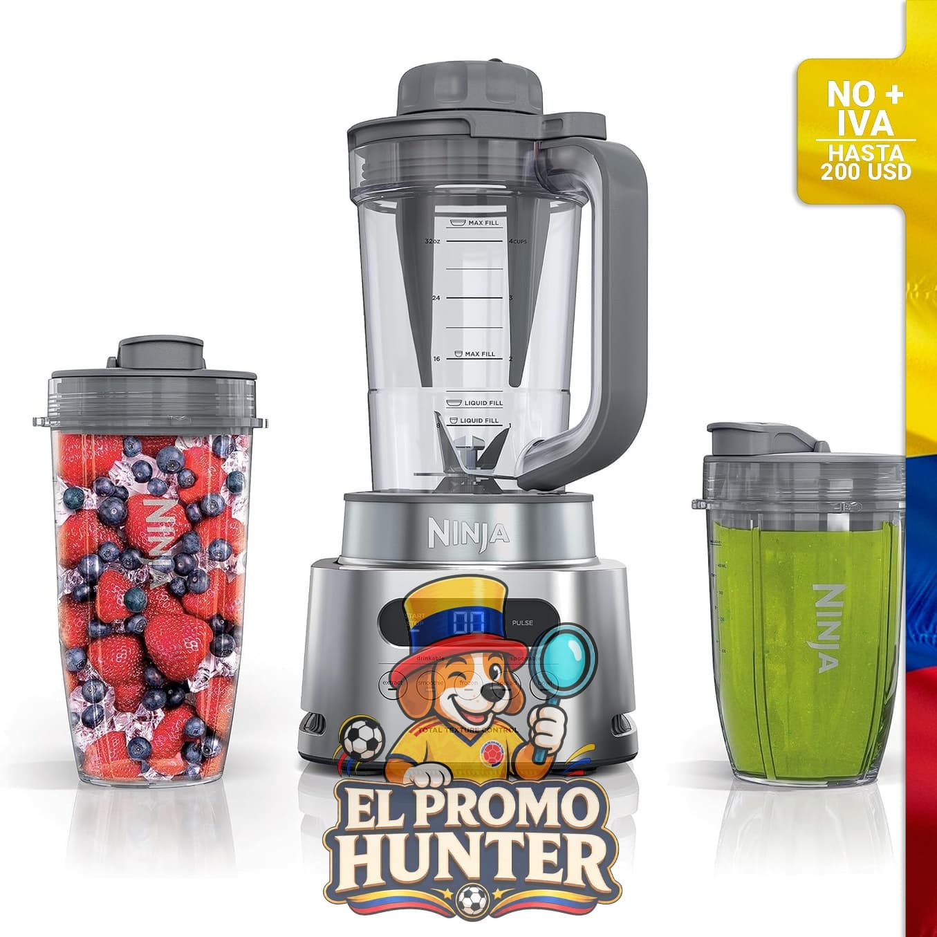 Licuadora Ninja TWISTi DUO de 1600W con 5 funciones.