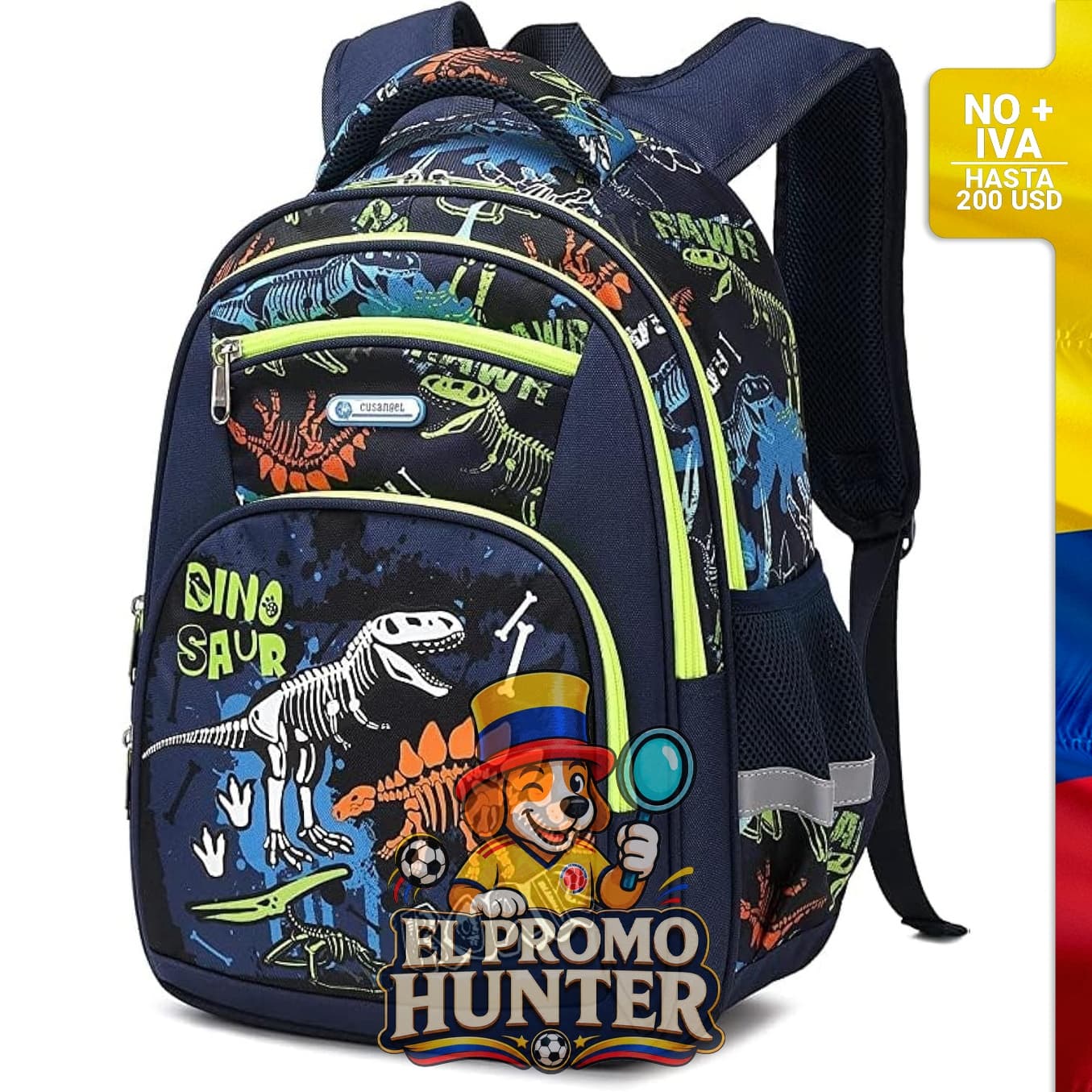 Mochila para niños de 16" (40,6 cm) con diseño de dinosaurio mecánico.