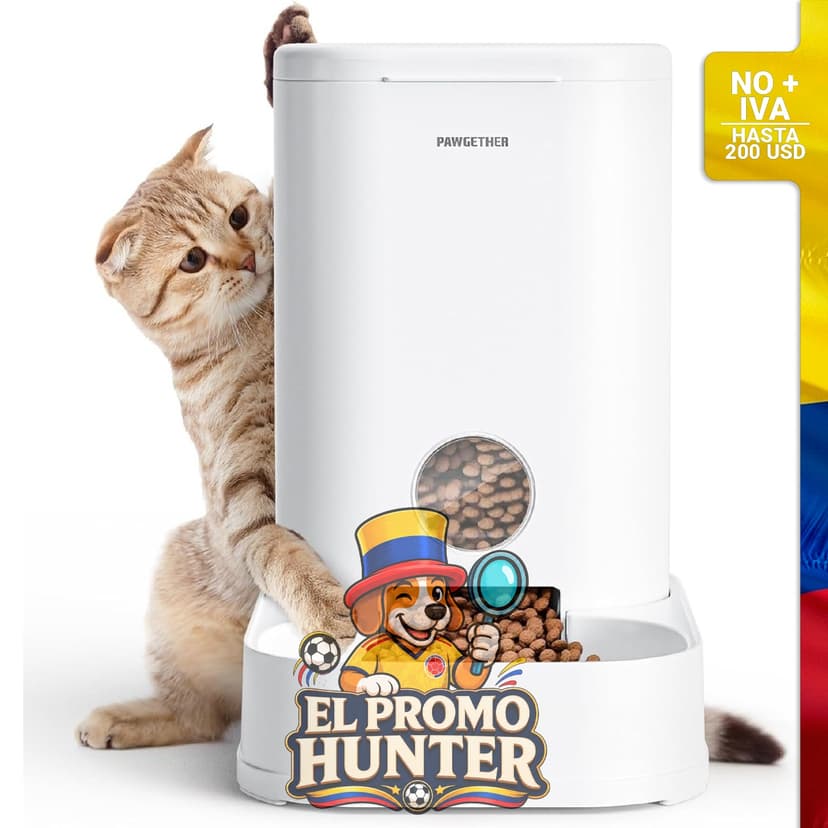 Dispensador automático de comida para mascotas con capacidad de 1 galón (3.5 L).