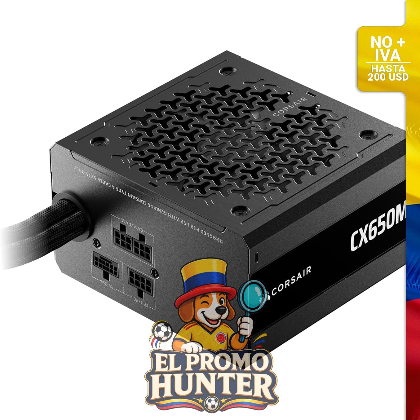 Fuente de alimentación semimodular CORSAIR CX650M de 650 W, ATX 3.1, PCIe 5.1, con cable de 12V-2x6.