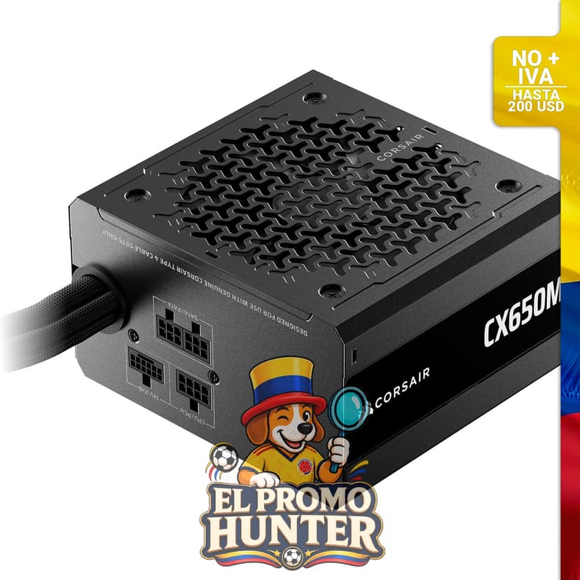 Fuente de alimentación semimodular CORSAIR CX650M de 650 W, ATX 3.1, PCIe 5.1, con cable de 12V-2x6.